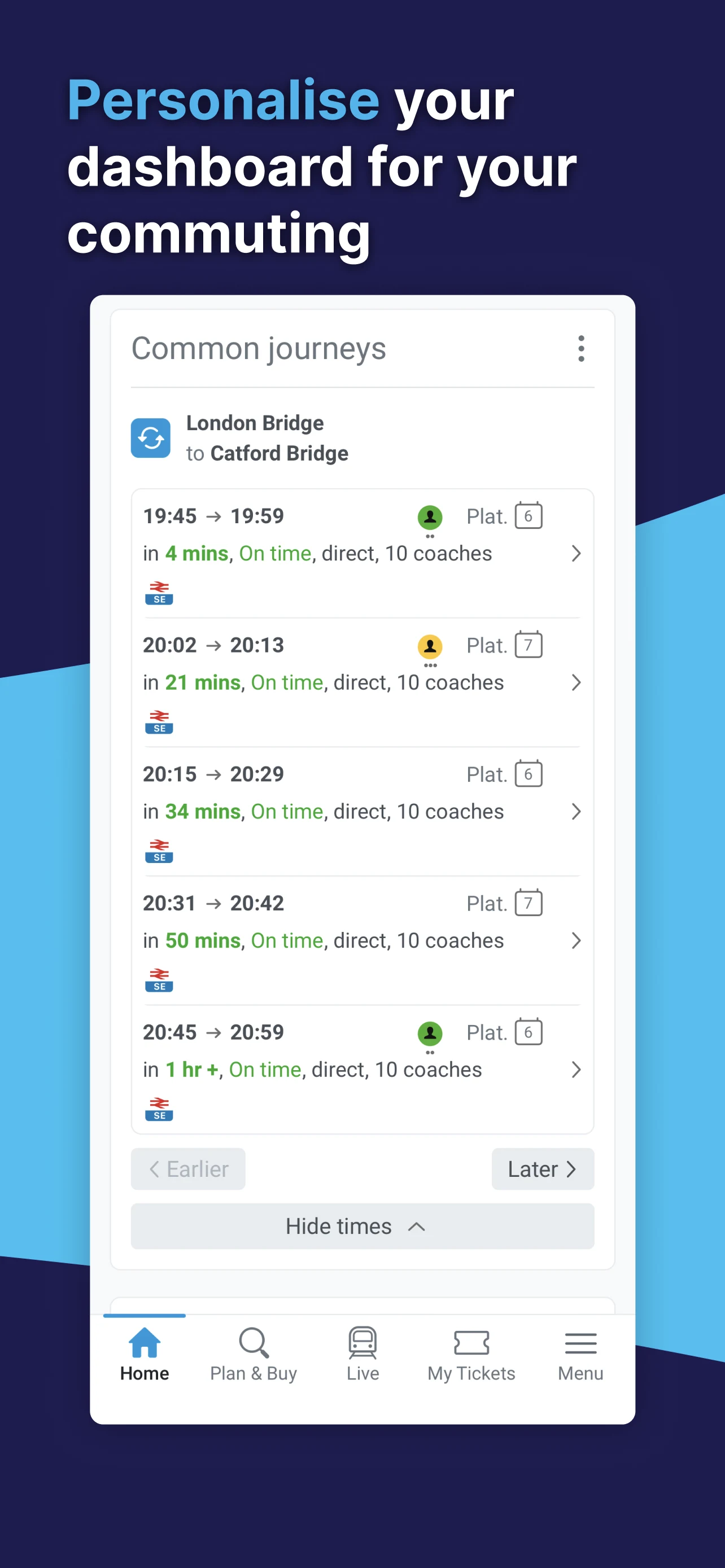 Southeastern: Train tickets screenshot