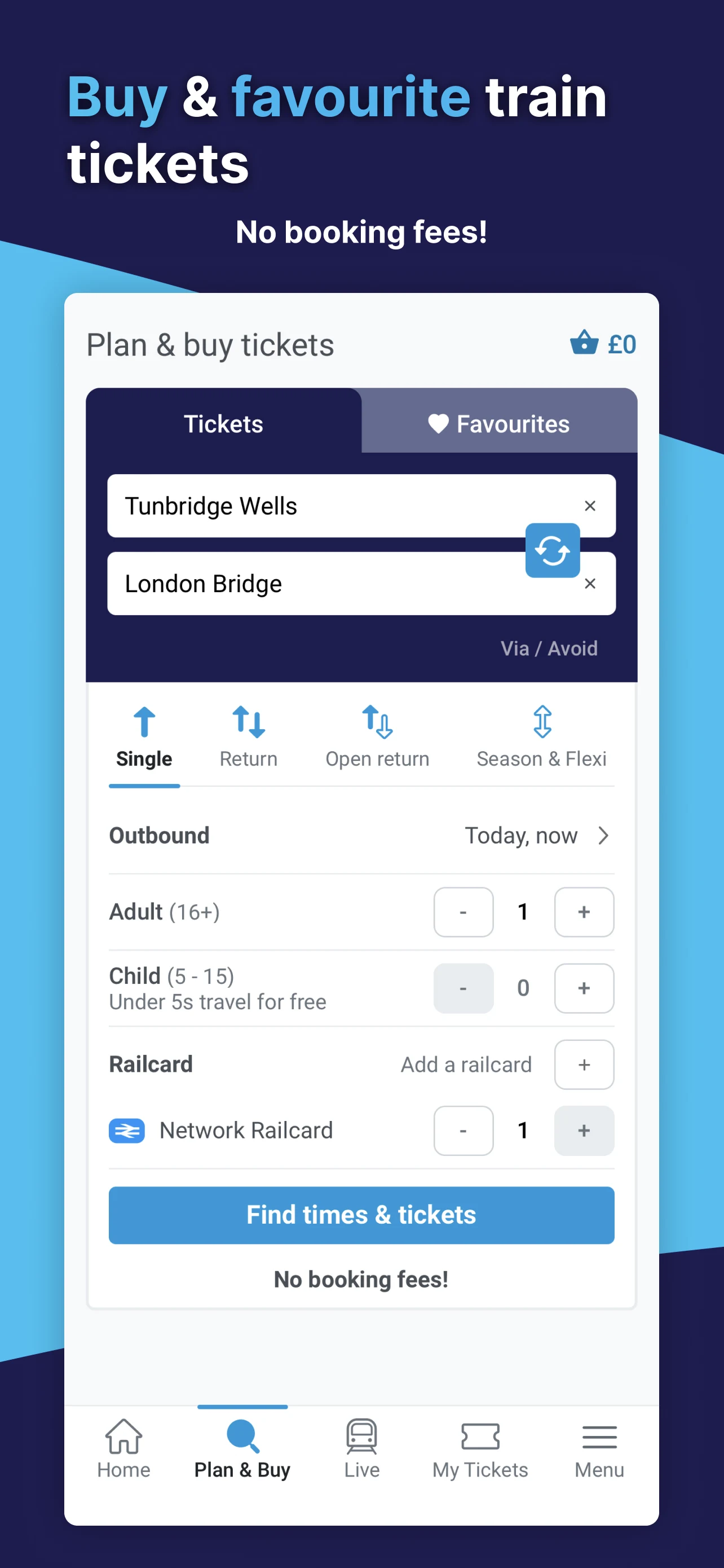 Southeastern: Train tickets screenshot