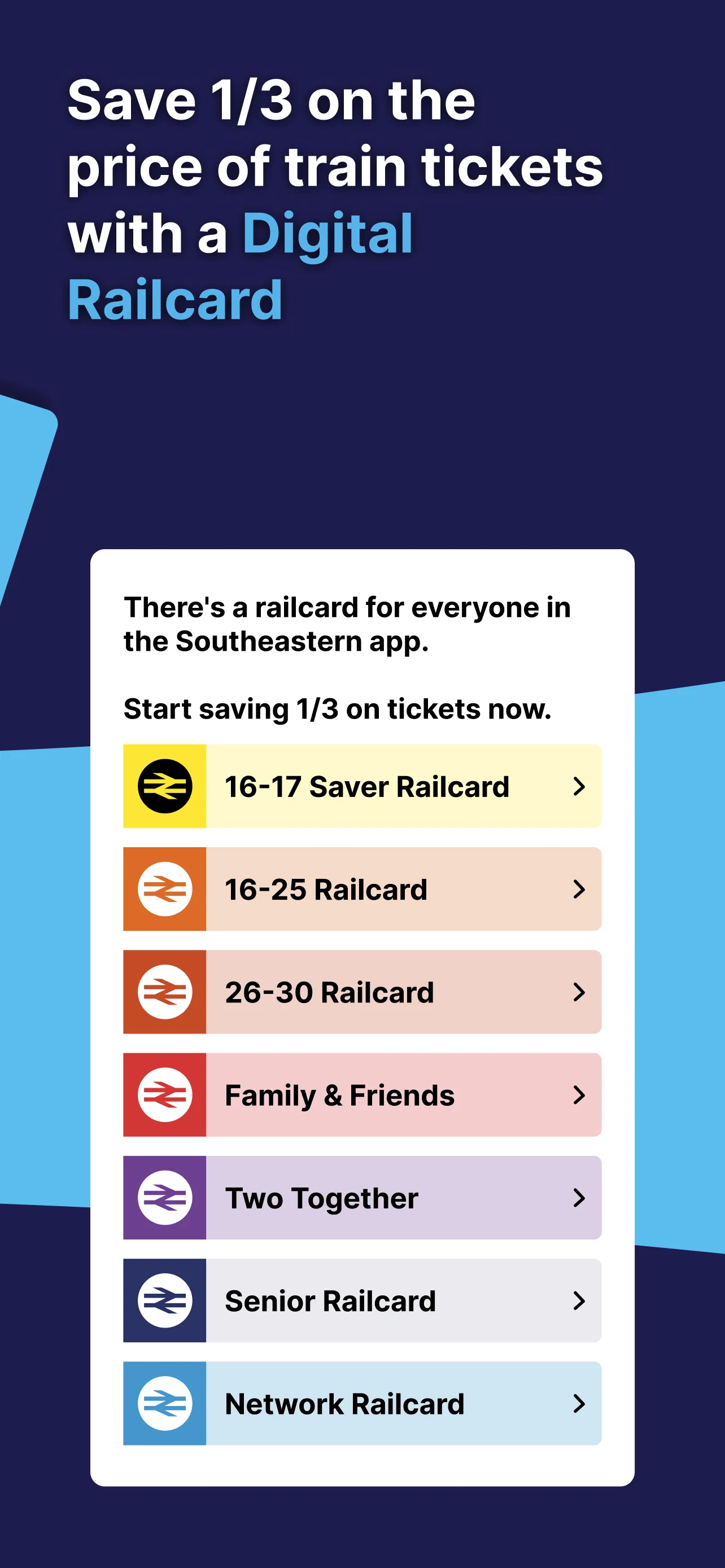 Southeastern: Train tickets screenshot